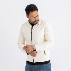 White  Leather Jacket Front zipper