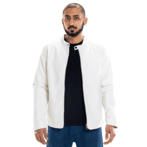 White Streamline Leather Jacket