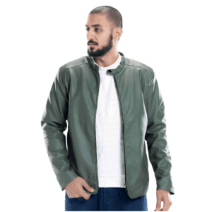Olive Green Streamline Leather Jacket