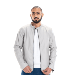 Grey Streamline Leather Jacket