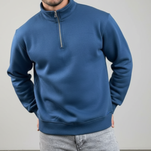 Slate Blue half-zip sweatshirt OverSize