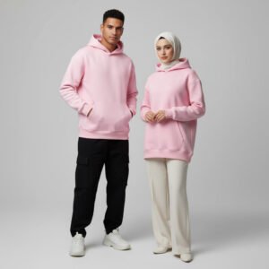 Blush Pink Thermal Hoodie OverSize
